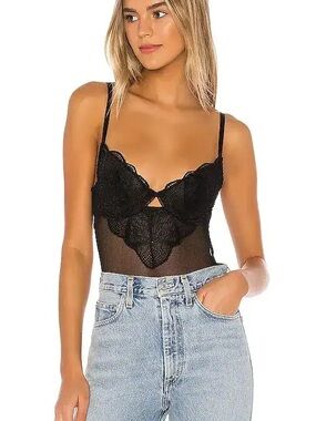 Kat The Label Black Lace Bodysuit Top - Women's Lingerie